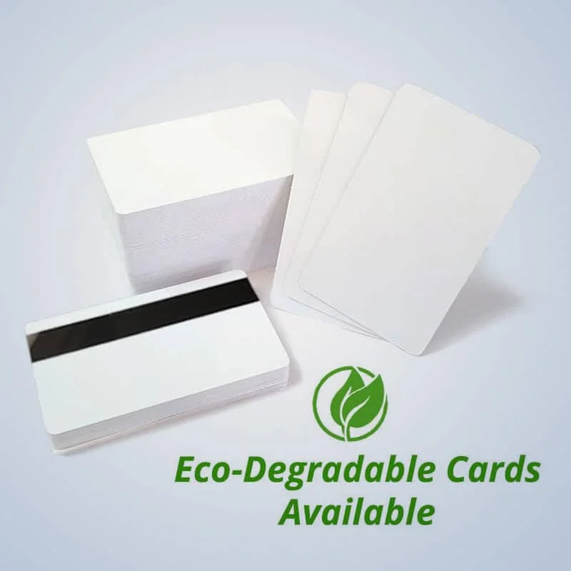 Blank white plastic cards eco degradable 